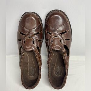 Clarks Bendables Leather Loafers Comfort Shoes Brown 9.5W